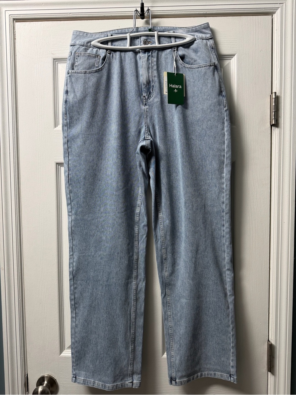 Halara Light Blue High-Rise Straight Jeans